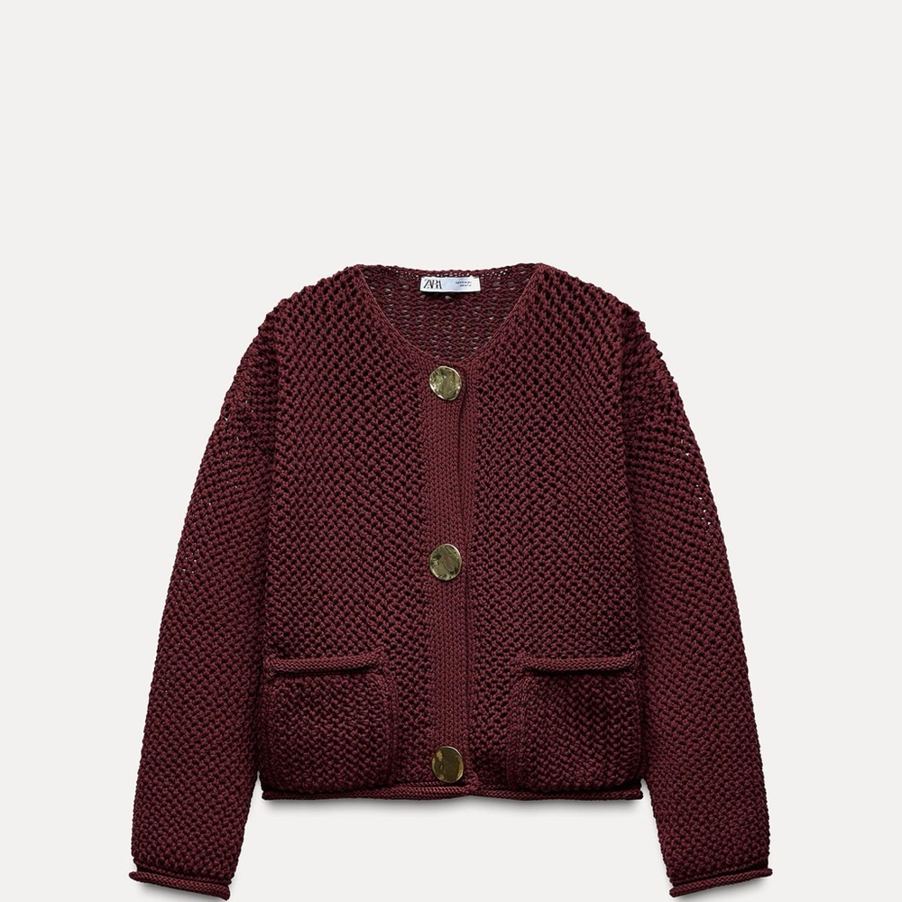 Zara Kids Burgundy Knit Jacket